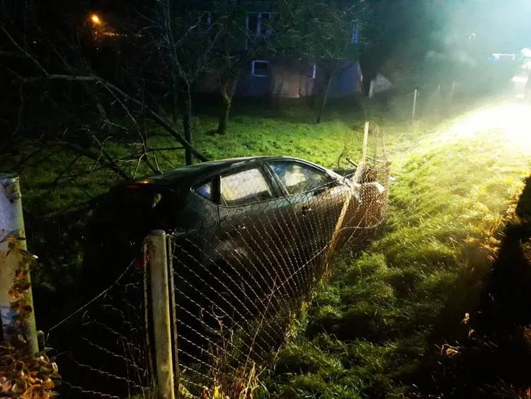 Wypadek w Naszacowicach. Samochód osobowy wypadł z drogi