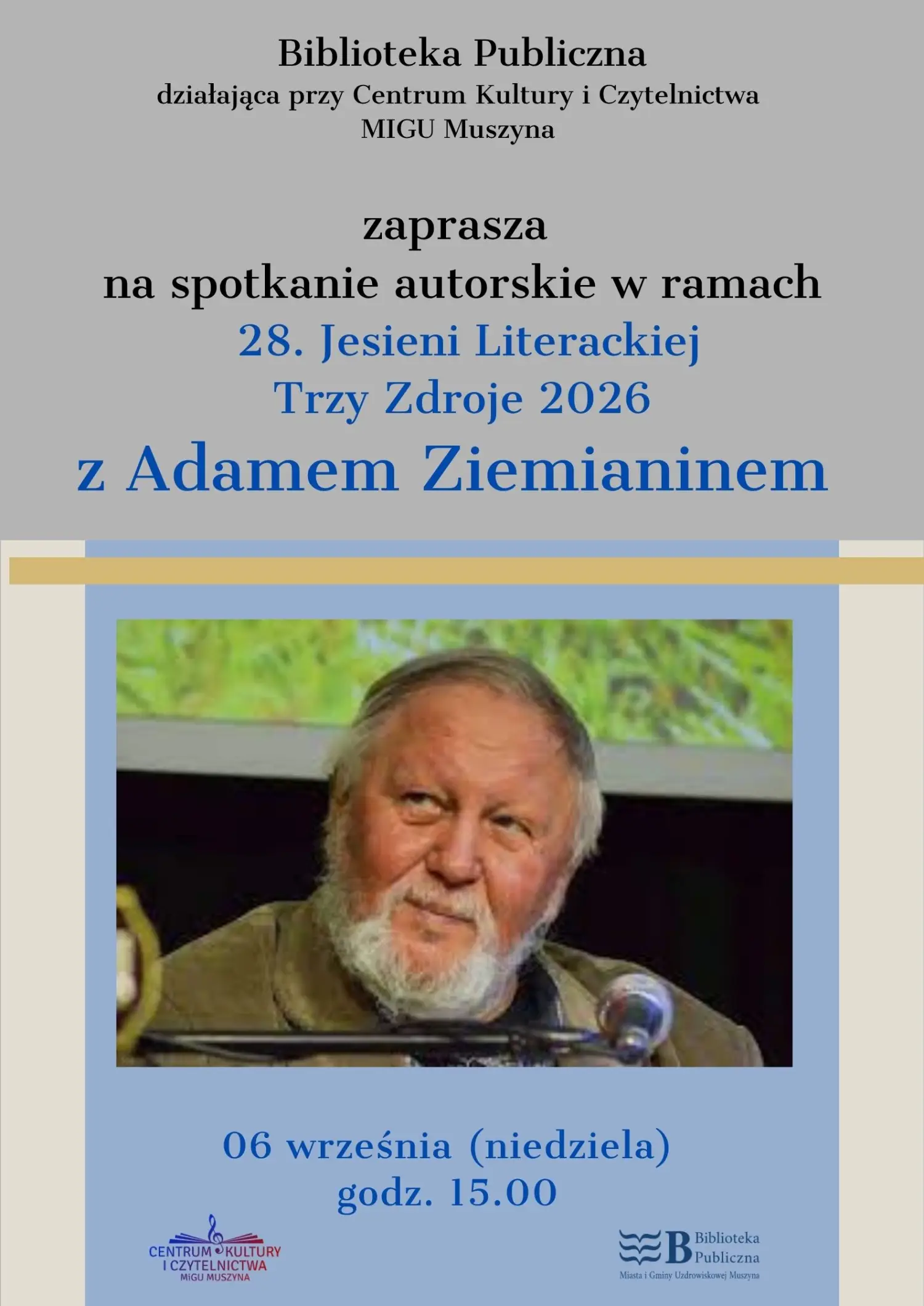 Początek września pełen wydarzeń w Muszynie. Literatura, historia i Narodowe Czytanie