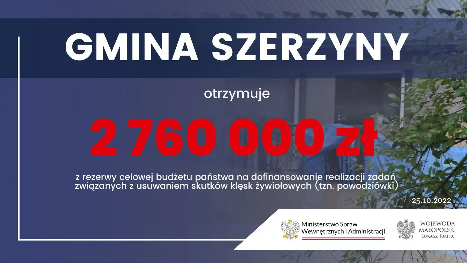 Kolejne środki pieniężne dla małopolskich samorządów na usuwanie skutków klęsk żywiołowych. Również tych na Sądecczyźnie