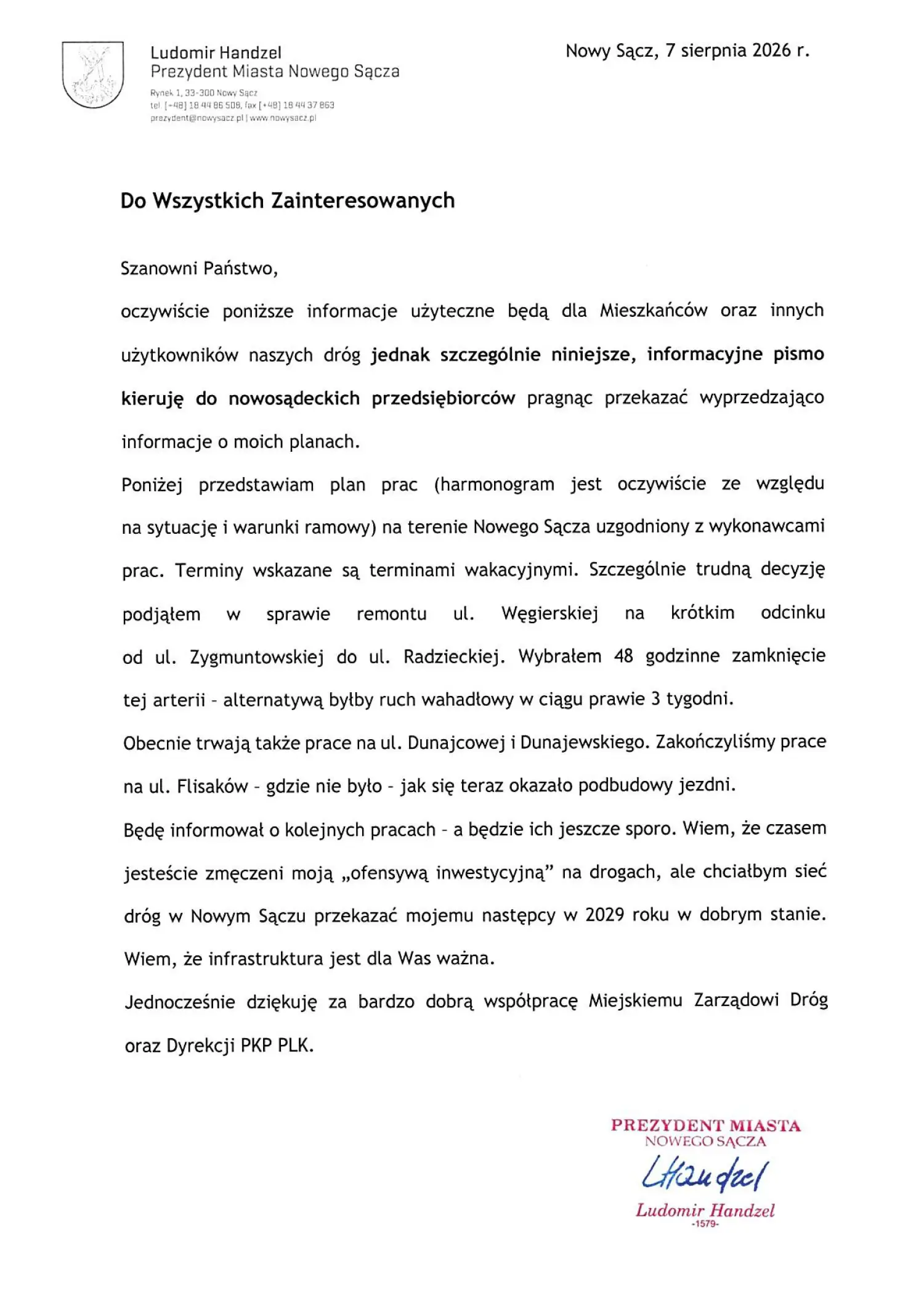 Po Węgierskiej czas na kolejne remonty. Nowy Sącz pokazał plan prac do połowy września