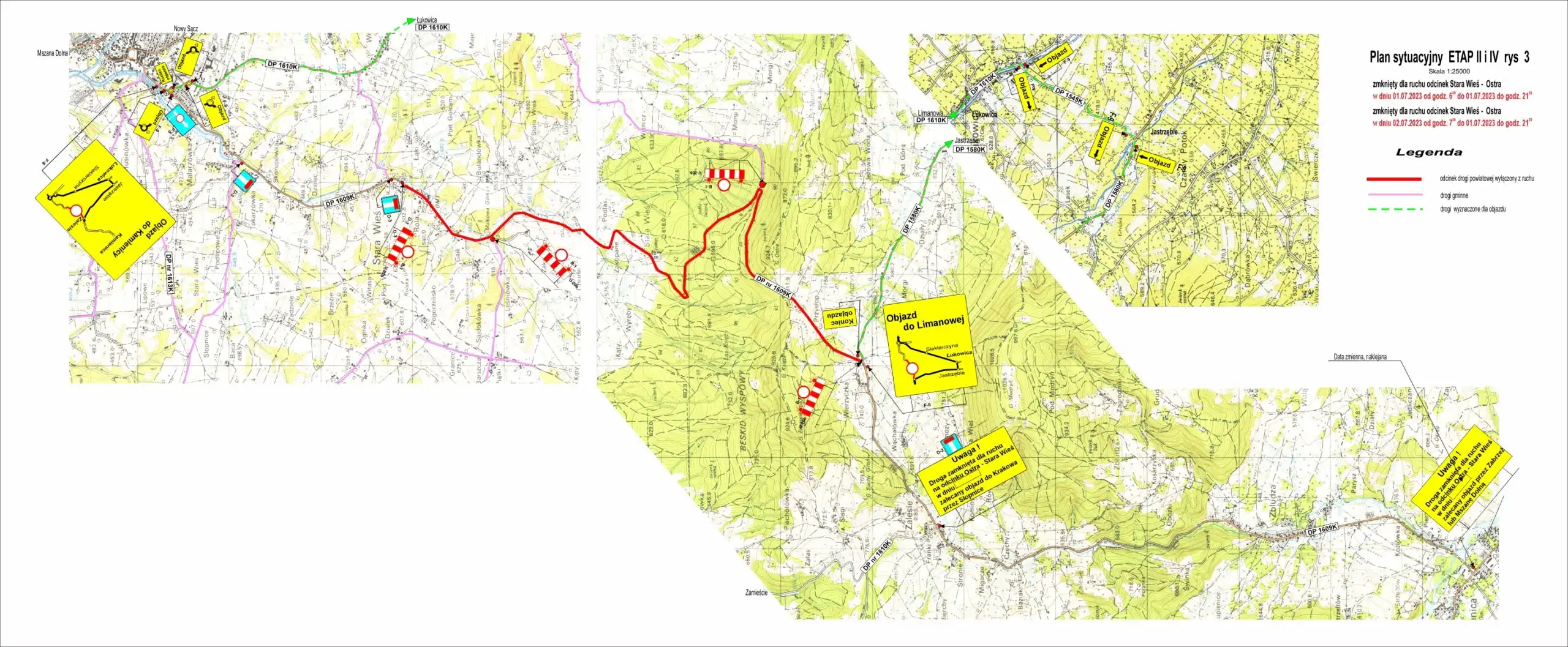Uwaga kierowcy! Utrudnienia w ruchu w Limanowej w dniach 18–20 lipca