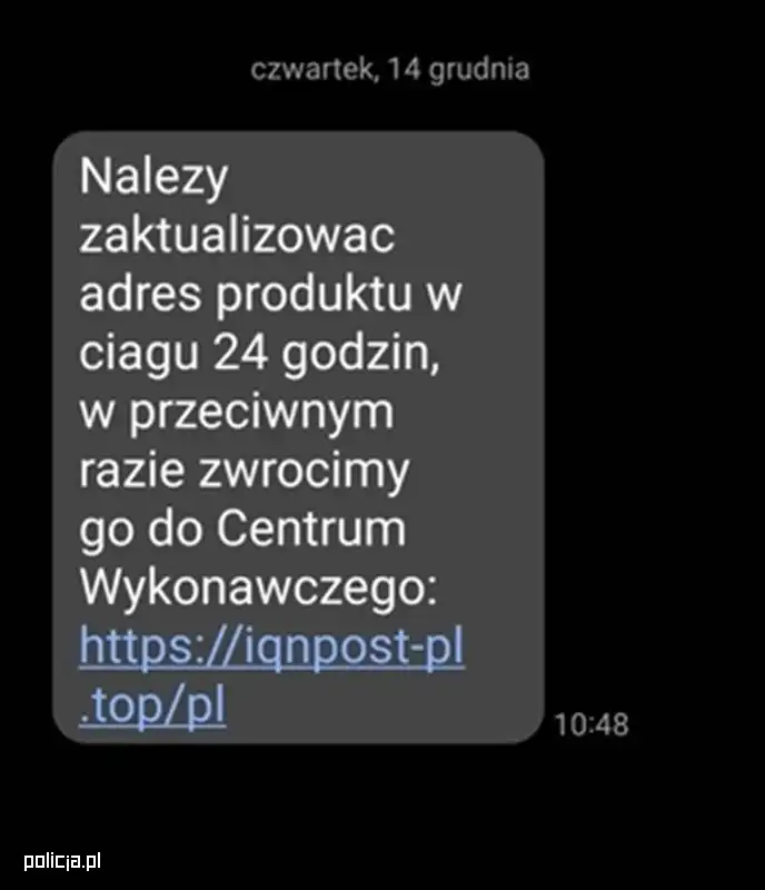Uwaga na sms-y dotyczące rzekomych dopłat do przesyłek kurierskich lub zmiany danych adresowych dotyczących przesyłki