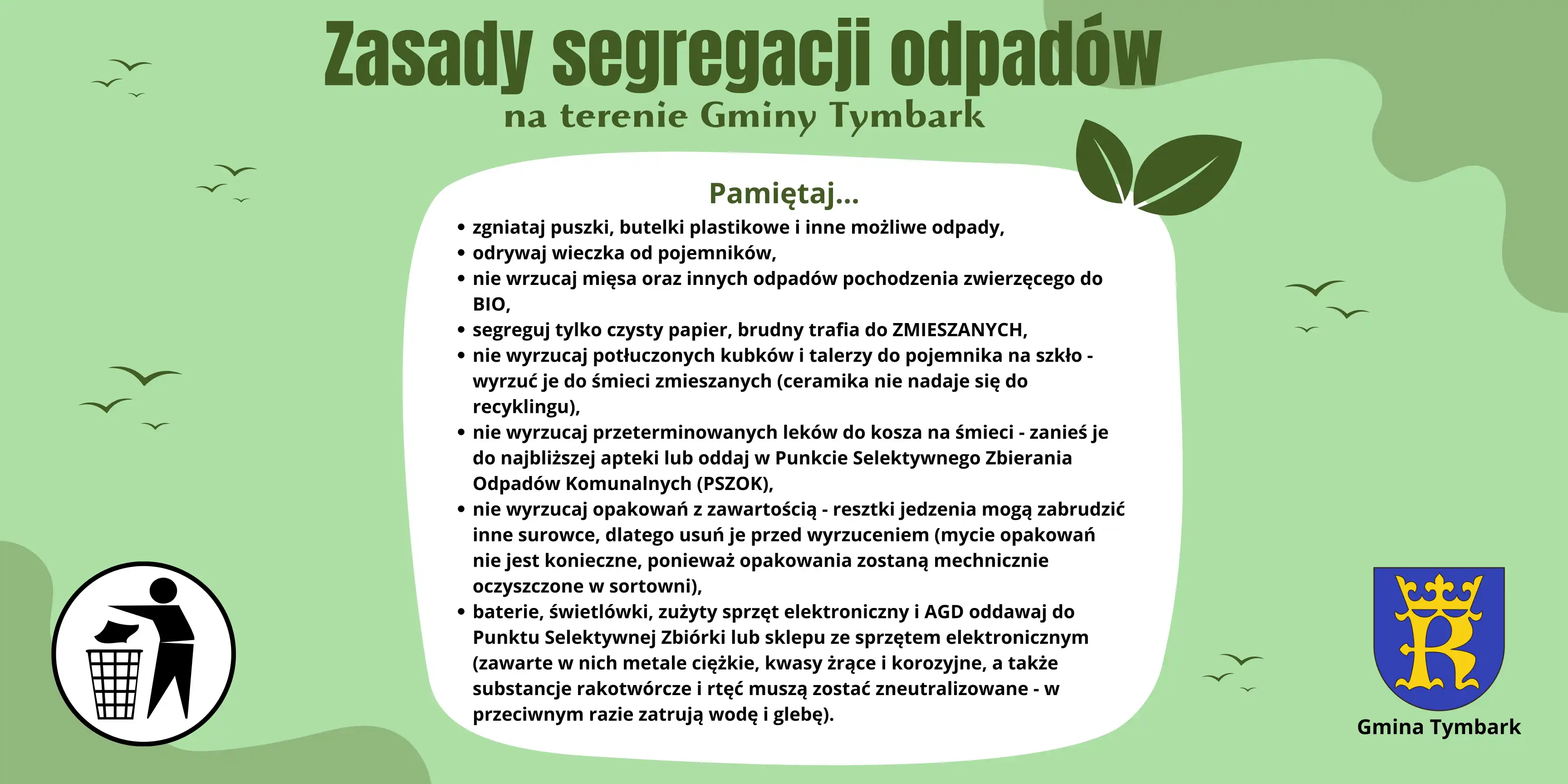 Segreguj odpady z głową. Apel Urzędu Gminy w Tymbarku