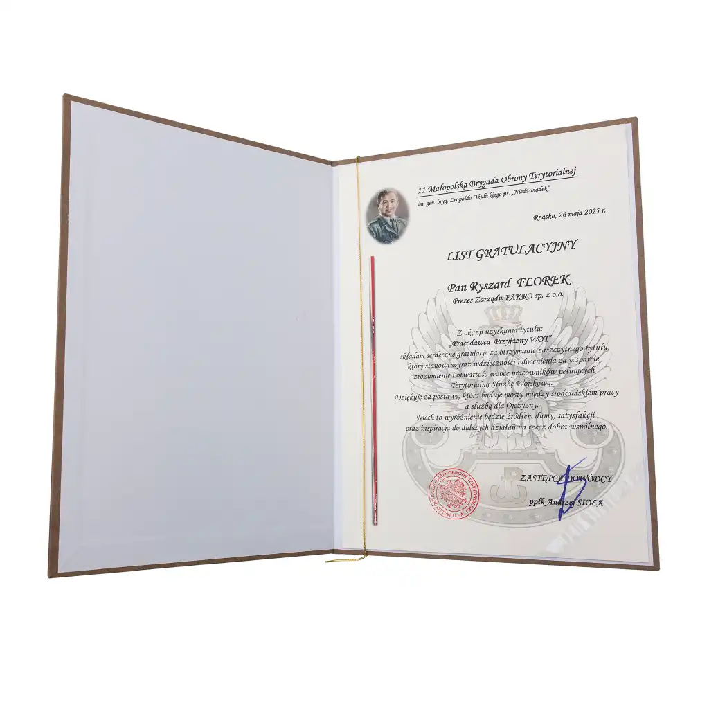 FAKRO Laureatem Konkursu „Pracodawca Przyjazny WOT”