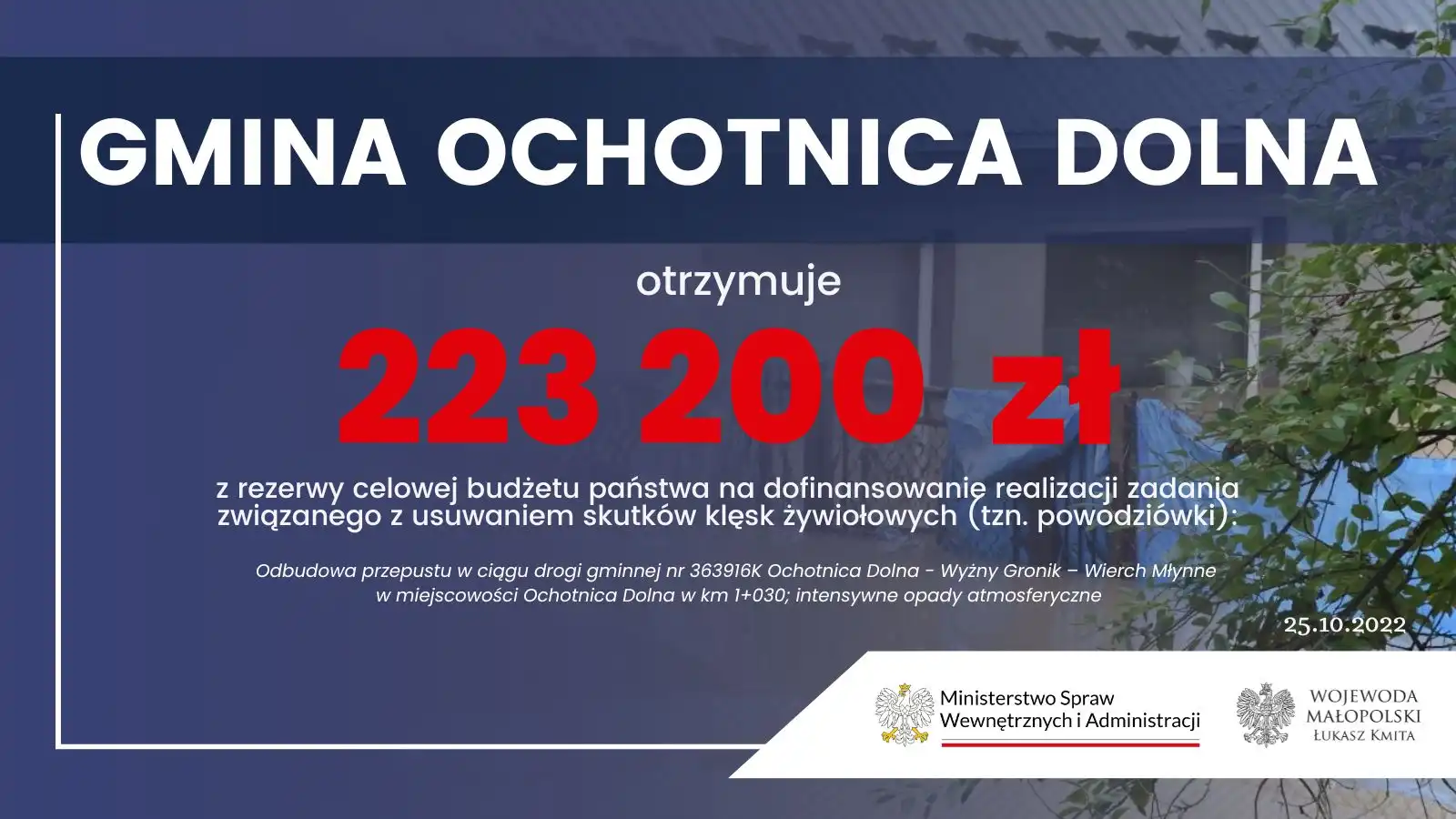 Kolejne środki pieniężne dla małopolskich samorządów na usuwanie skutków klęsk żywiołowych. Również tych na Sądecczyźnie