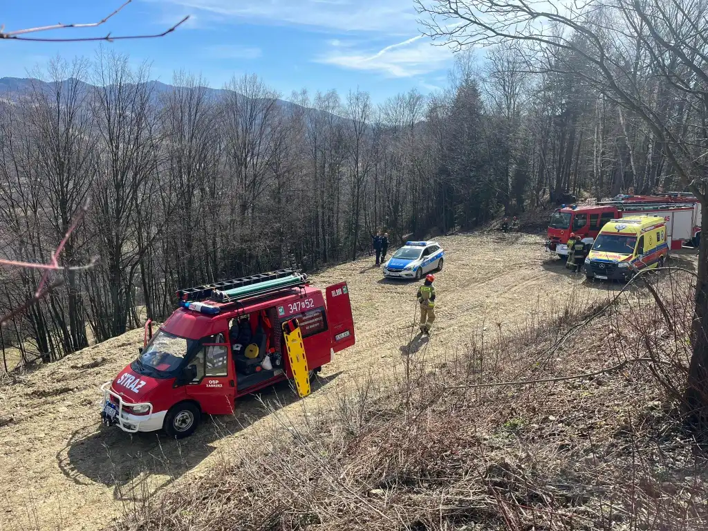 Zabrzeż: Dachowała osobówka. Auto zatrzymało się na skarpie