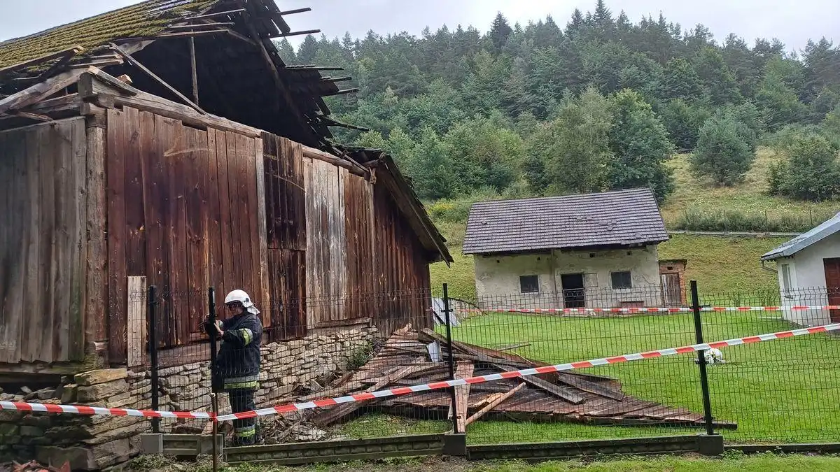 Maszkowice: Ściana budynku groziła zawaleniem. Interweniowali strażacy