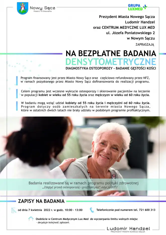Nowy Sącz: bezpłatne badania w kierunku osteoporozy