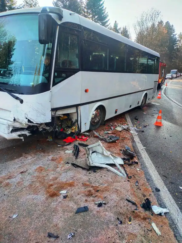 W Bereście zderzyły się dwie osobówki i autobus przewożący dzieci