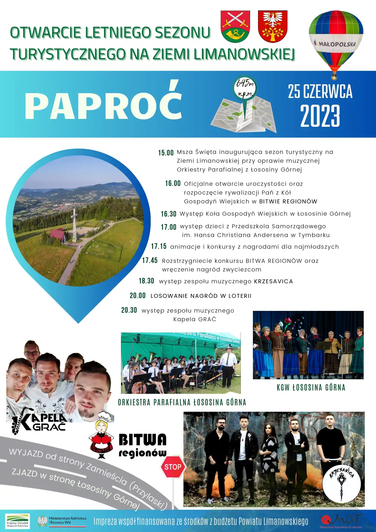 25 czerwca na górze Paproć uroczyste Otwarcie Sezonu Turystycznego na Ziemi Limanowskiej