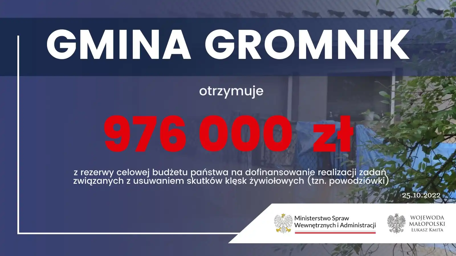 Kolejne środki pieniężne dla małopolskich samorządów na usuwanie skutków klęsk żywiołowych. Również tych na Sądecczyźnie