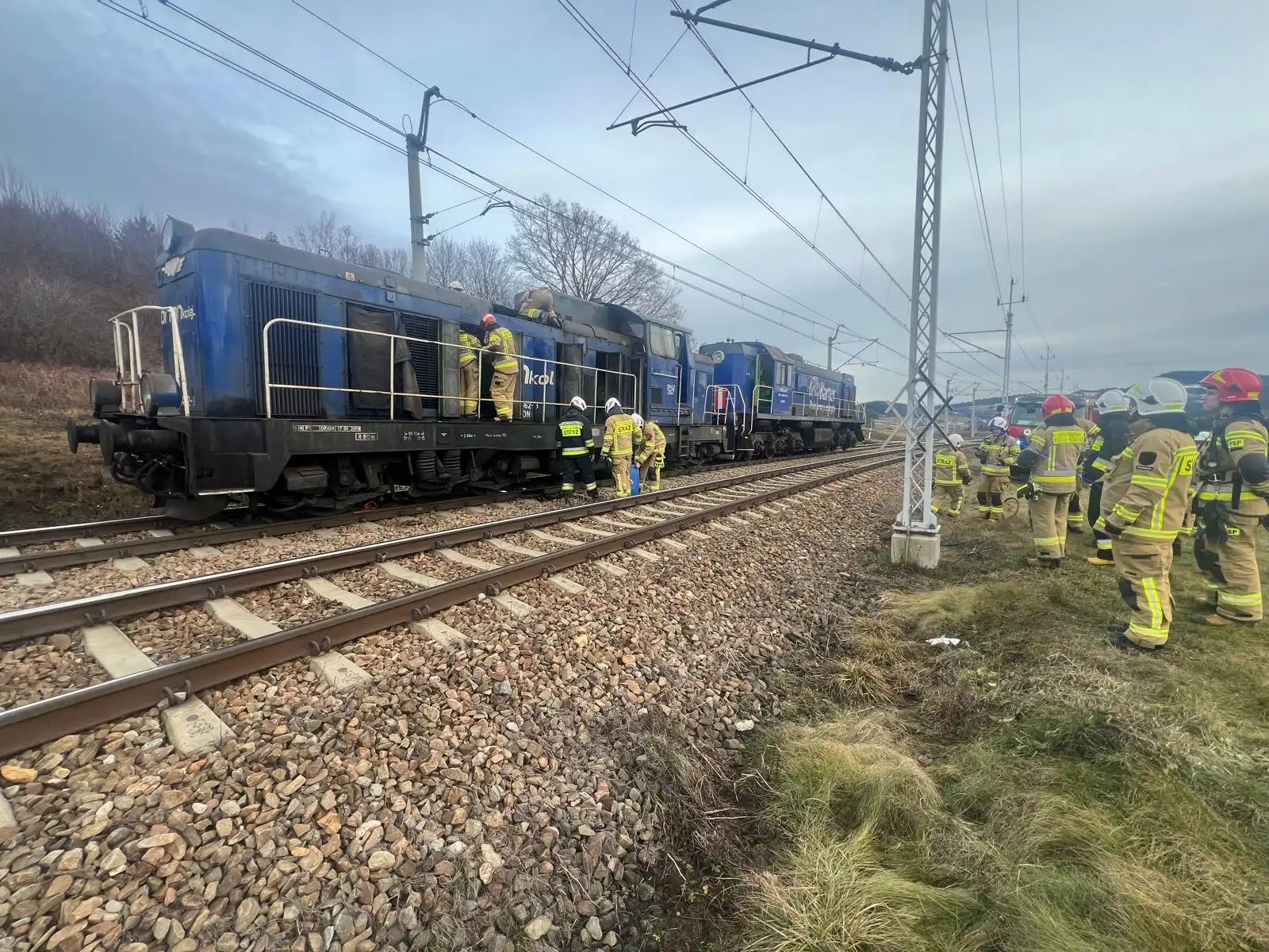 Pożar lokomotywy na trasie Dębica-Nowy Sącz