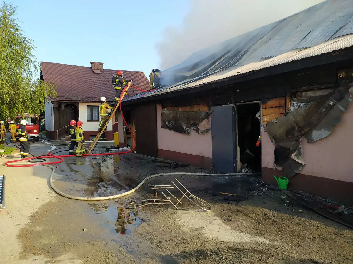 Pożar budynku gospodarczego w Maszkowicach