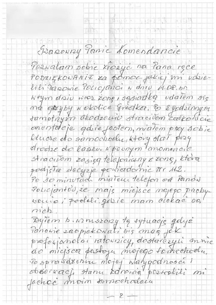 83-latek zgubił się w lesie podczas grzybobrania. Pomogli mu grybowscy policjanci