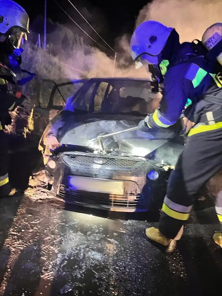 Pożar na DK75 w Tęgoborzy. Płonęła osobówka z przyczepą