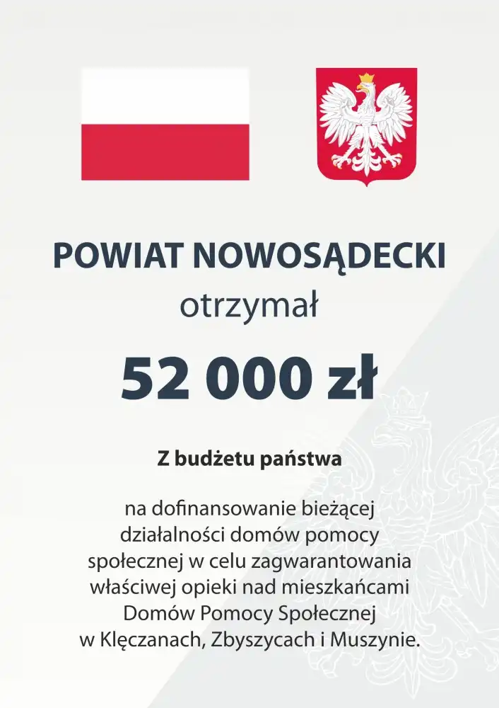 Powiat nowosądecki z dofinansowaniem na wsparcie domów pomocy społecznej