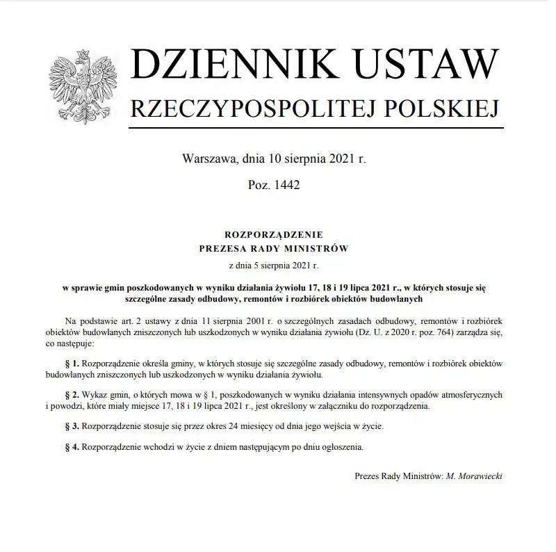 Nowy Sącz i Gmina Łącko objęte rozporządzeniem w sprawie zastosowania szczególnych zasad odbudowy