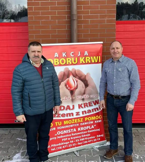 W PSP w Krynicy Zdroju odbyła się akcja poboru krwi. Dawcy oddali 9 litrów krwi