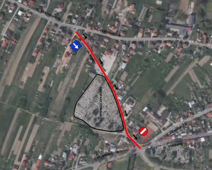 Zmiany w organizacji ruchu przy cmentarzach w Starym Sączu i Barcicach na Wszystkich Świętych